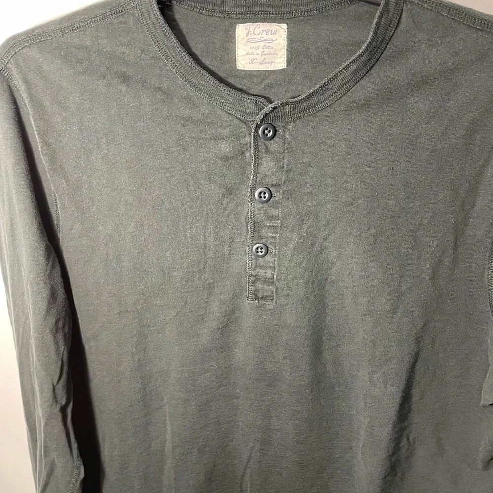 Lot of 2 J. Crew Henley Blue and Black Button-Up shirts Size XL CB-W